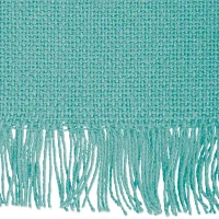 Design Imports Aqua Solid Heavyweight Fringed Table Runner