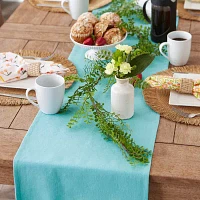 Design Imports Aqua Solid Heavyweight Fringed Table Runner