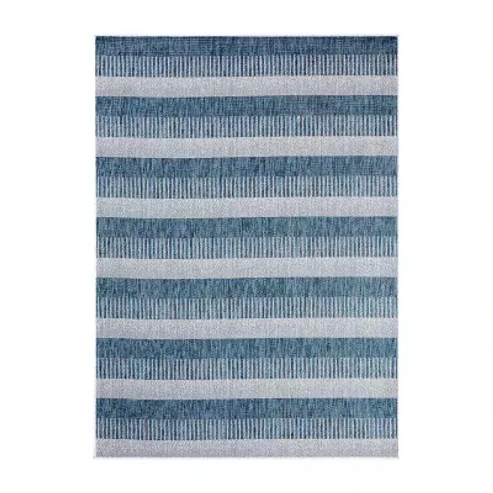 Nicole Miller Country Charlotte Stripe UV Protection Washable Outdoor Rectangular Area Rug