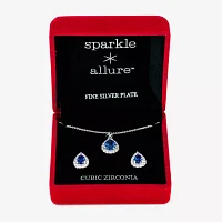 Sparkle Allure Light Up Box Halo 2-pc. Cubic Zirconia Pure Silver Over Brass Jewelry Set