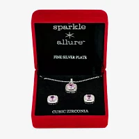 Sparkle Allure Light Up Box Halo 2-pc. Cubic Zirconia Pure Silver Over Brass Square Jewelry Set