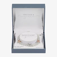 Gratitude & Grace Cubic Zirconia 14K Gold Over Brass Pure Silver Over Brass 8 1/2 Inch Fashion Butterfly Chain Bracelet