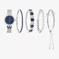 Womens Crystal Accent Silver Tone 5-pc. Watch Boxed Set A1300s-42-J28