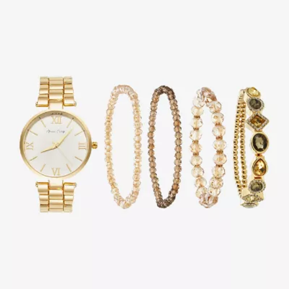 Womens Crystal Accent Gold Tone 5-pc. Watch Boxed Set A1302g-42-B27