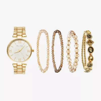 Womens Crystal Accent Gold Tone 5-pc. Watch Boxed Set A1302g-42-B27