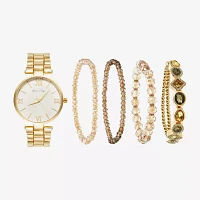 Womens Crystal Accent Gold Tone 5-pc. Watch Boxed Set A1302g-42-B27