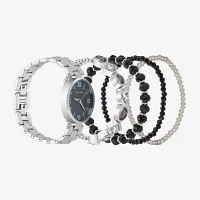 Womens Crystal Accent Silver Tone 5-pc. Watch Boxed Set A1302s-42-G28