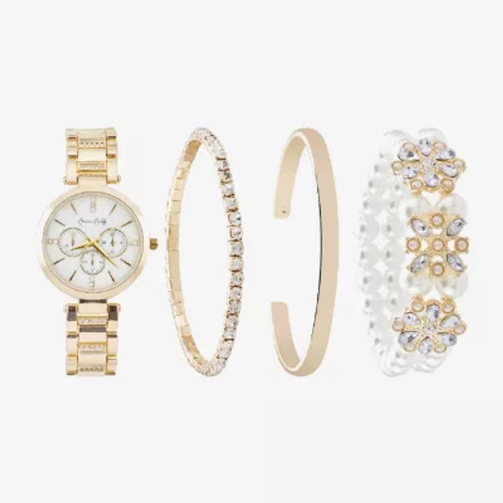 Womens Crystal Accent Gold Tone 4-pc. Watch Boxed Set A1307g-42-E27