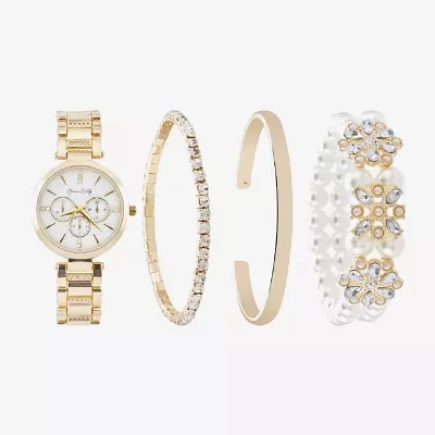 Womens Crystal Accent Gold Tone 4-pc. Watch Boxed Set A1307g-42-E27