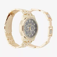 American Exchange Mens Crystal Accent Gold Tone 2-pc. Watch Boxed Set M0047g-42-G27