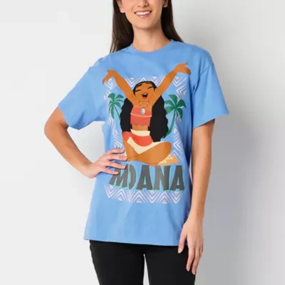 Juniors Moana Oversized Womens Crew Neck Short Sleeve Graphic T-Shirt