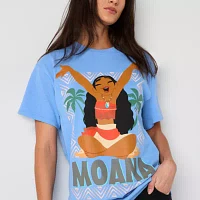 Juniors Moana Oversized Womens Crew Neck Short Sleeve Graphic T-Shirt