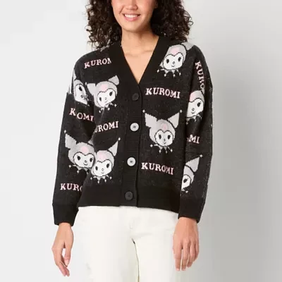 Kuromi Womens Long Sleeve Button Hello Kitty Cardigan Juniors