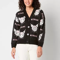 Kuromi Womens Long Sleeve Button Hello Kitty Cardigan Juniors