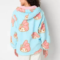 Juniors My Melody Sherpa Womens Long Sleeve Hello Kitty Zipper Hoodie