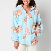 Juniors My Melody Sherpa Womens Long Sleeve Hello Kitty Zipper Hoodie