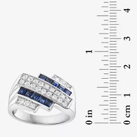 Effy Final Call Mens Genuine Multi Color Sapphire Sterling Silver Square Fashion Ring