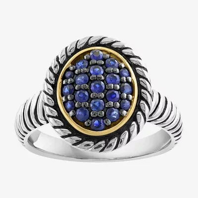 Effy Final Call Womens Genuine Blue Sapphire Sterling Silver Round Cocktail Ring