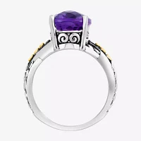 Effy Final Call Womens Genuine Purple Amethyst 18K Gold Sterling Silver Oval Cocktail Ring