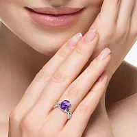 Effy Final Call Womens Genuine Purple Amethyst 18K Gold Sterling Silver Oval Cocktail Ring