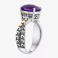 Effy Final Call Womens Genuine Purple Amethyst 18K Gold Sterling Silver Oval Cocktail Ring