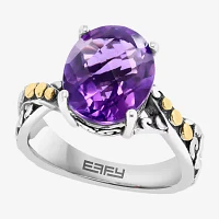 Effy Final Call Womens Genuine Purple Amethyst 18K Gold Sterling Silver Oval Cocktail Ring