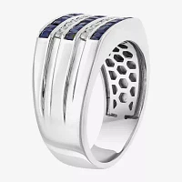 Effy Final Call Mens Genuine Multi Color Sapphire Sterling Silver Square Fashion Ring