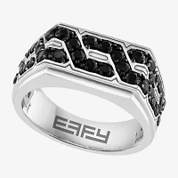 Effy Final Call Mens Genuine Black Spinel Sterling Silver Round Fashion Ring