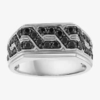 Effy Final Call Mens Genuine Black Spinel Sterling Silver Round Fashion Ring