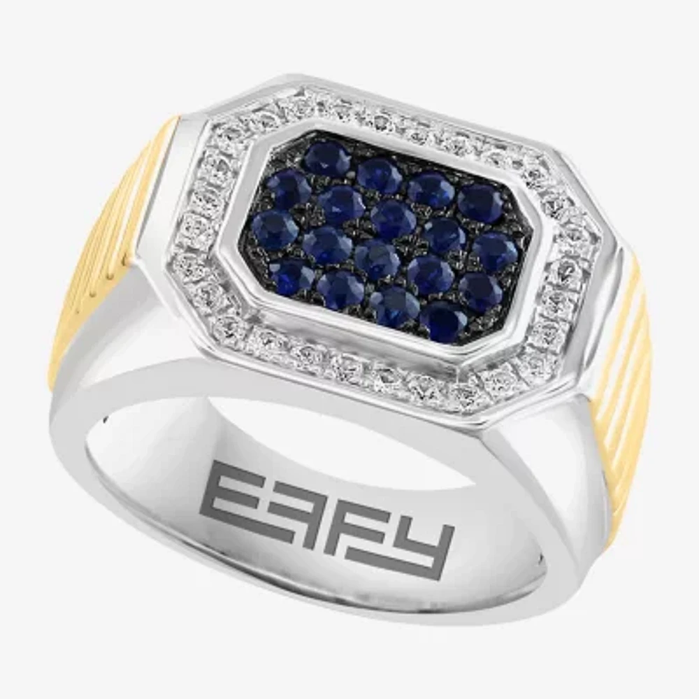 Effy Final Call Mens Genuine Multi Color Sapphire Sterling Silver Round Fashion Ring