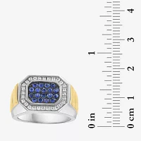 Effy Final Call Mens Genuine Multi Color Sapphire Sterling Silver Round Fashion Ring