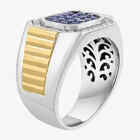 Effy Final Call Mens Genuine Multi Color Sapphire Sterling Silver Round Fashion Ring