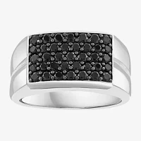 Effy Final Call Mens Genuine Black Spinel Sterling Silver Round Fashion Ring