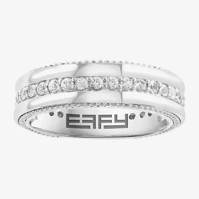 Effy Final Call Mens 1/7 CT. T.W. Genuine White Sapphire Sterling Silver Round Fashion Ring