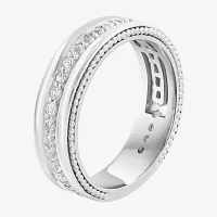 Effy Final Call Mens 1/7 CT. T.W. Genuine White Sapphire Sterling Silver Round Fashion Ring