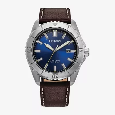 Citizen Mens Brown Leather Strap Watch Aw1840-09l