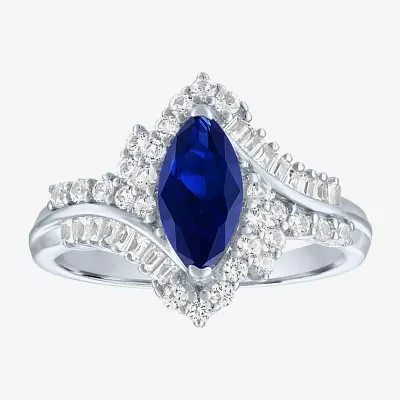 Gemstone Sterling Silver Marquise Halo Cocktail Ring