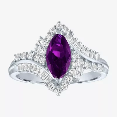 Gemstone Sterling Silver Marquise Halo Cocktail Ring