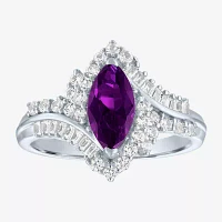 Gemstone Sterling Silver Marquise Halo Cocktail Ring