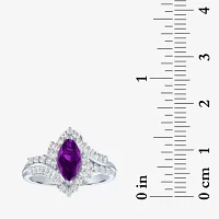 Gemstone Sterling Silver Marquise Halo Cocktail Ring