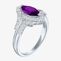 Gemstone Sterling Silver Marquise Halo Cocktail Ring