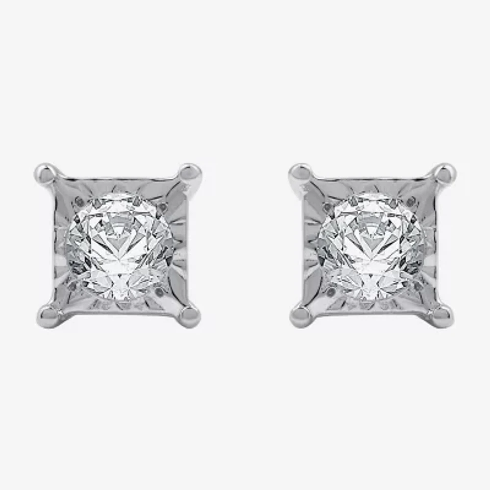 (G / Si1-Si2) 1/3 CT. T.W. Lab Grown White Diamond Sterling Silver Stud Earrings