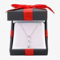 Yes, Please! Womens 1/10 CT. T.W. Lab-Grown Diamond 3-Stone Pendant Necklace Sterling Silver