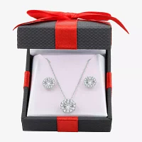 Yes, Please! Womens 2-pc. Rope Lab Created White Sapphire Sterling Silver Round Pendant Necklace Set