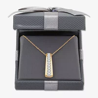 Womens 1/2 CT. T.W. Lab Grown White Diamond 14K Gold Over Silver Bar Pendant Necklaces