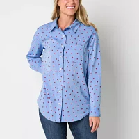 St. John's Bay Womens Long Sleeve Adaptive Hidden Access Opening Blouse