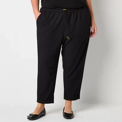 Stylus Womens Mid Rise Tapered Drawstring Pants - Plus