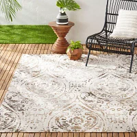 Nicole Miller Sofia Juniper Damask Fade Resistant Washable 7'9" X 10'2" Outdoor Rectangular Area Rug