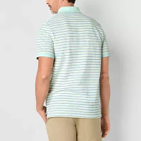 St. John's Bay Essential Striped Oxford Mens Classic Fit Short Sleeve Polo Shirt