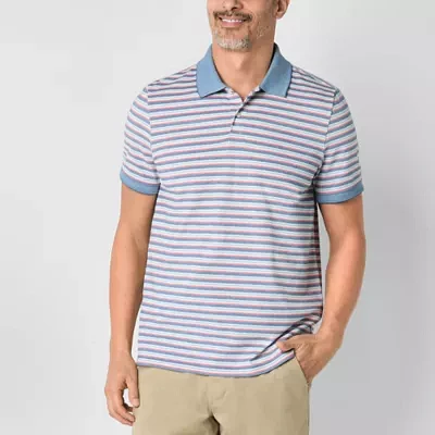 St. John's Bay Essential Striped Oxford Mens Classic Fit Short Sleeve Polo Shirt